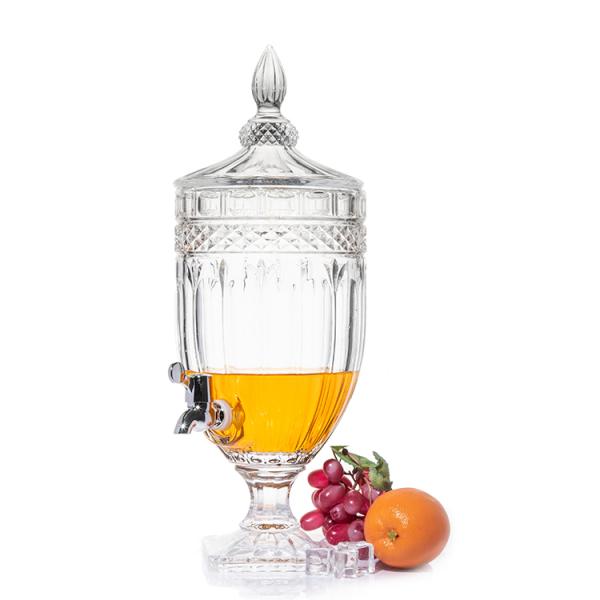 Factory price lead-free crystal glass 4.5L glass juice beverage dispenser with tap