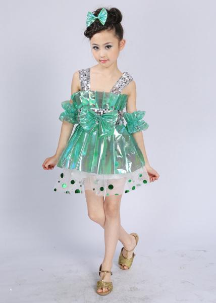 Children bow skirt with shoulder-straps girls sweet princess stage performance dress