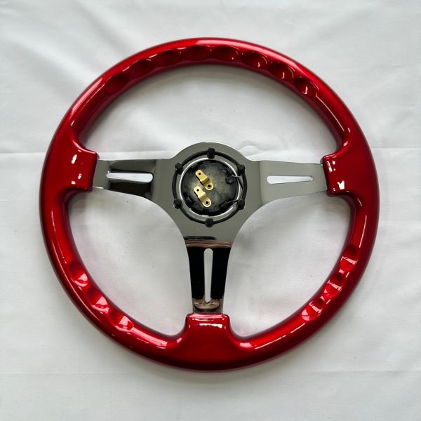 DELUXON 350mm Universal Racing Steering Wheels 3 Spoke Black Red Purple ABS Chrome
