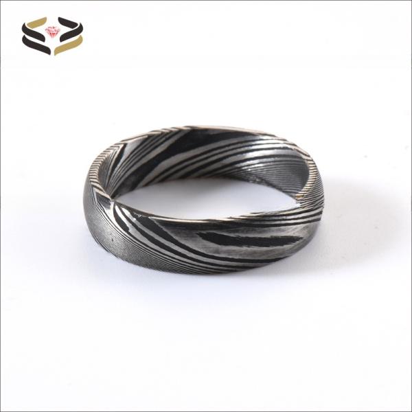 Anillos de acero de Damasco para hombre y mujer, para boda, compromiso y aniversario