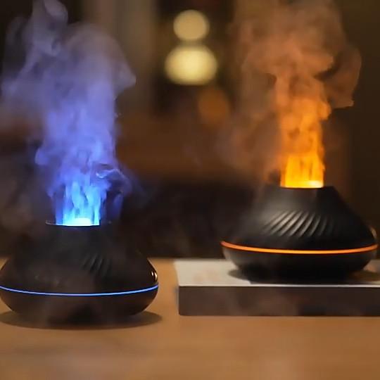 Dropshipping Mais recente RGB Luz Flame Aroma Diffuser 130Ml 3d Colorido Flame Humidifier Fogo Vulcão Diffuser Dropshipping
