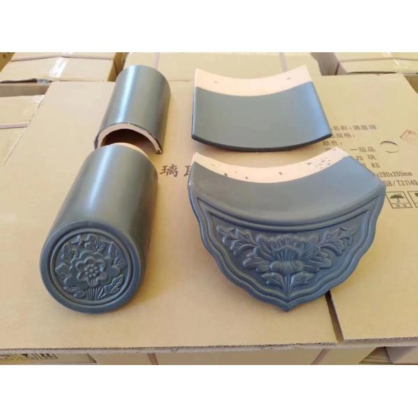 Traditional Chinese House Grey Glazed Clay Roof Tiles For Hotel Restaurant Shop Covering