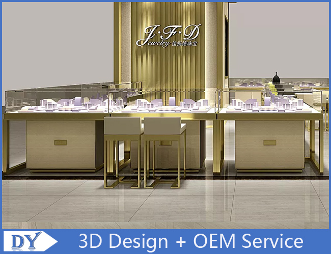 OEM Custom Luxury Glass Jewelry Showcase Counter с светодиодом