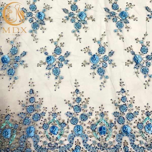 A tela do laço da guipura do poliéster de 20%/bordou o Applique de Mesh Lace 3D