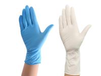Examen des gants jetables à base de nitrile bleu pour adultes