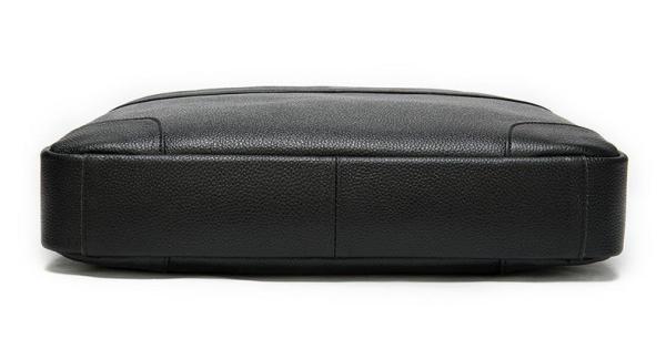 Full Grain Leather Briefcase Attache Laptop Bag Black Unisex Classy BRB03