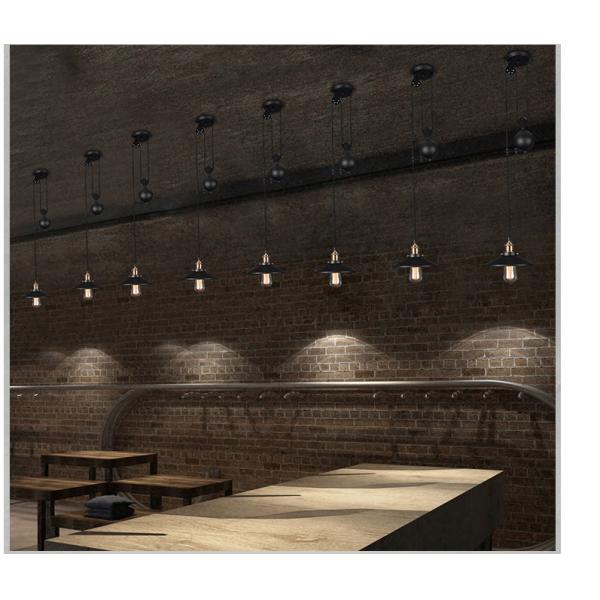 Retro Vintage Pully Pendant Lights Fixture Loft American Black Hanging Lamp(WH-VP-130)
