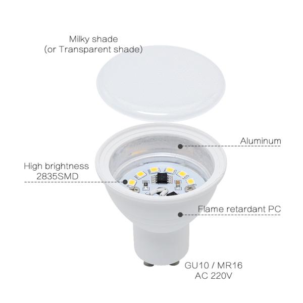 шарик 110V 220V 230V 240V фары СИД УДАРА 6500K 4000K 3000K GU10 MR16 6W