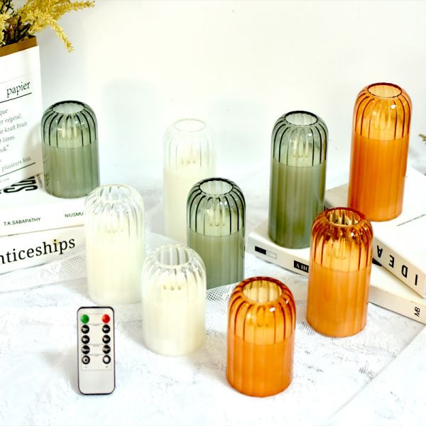 Sage Green Flameless Candles with Remote Control and Timer Function for 350 Hours of Warm LED Light