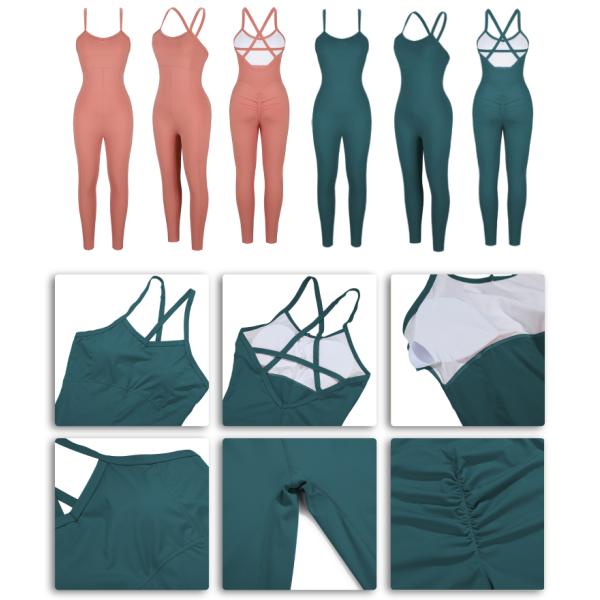 75% Nylon 25% Spandex Fitness Women Workout Jumpsuit Activewear Tracksuits by HEXIN