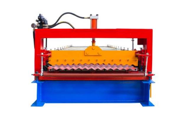 Industrial Metal Roof Panel Machine , Blue Color Roofing Sheet Forming Machine 
