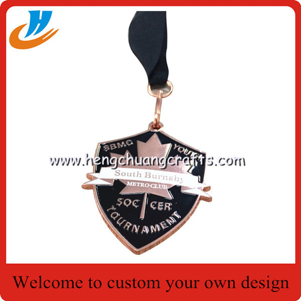 Football sporting club metal medals custom zinc alloy die cast medals with gold silver copper plating and ribbon options
