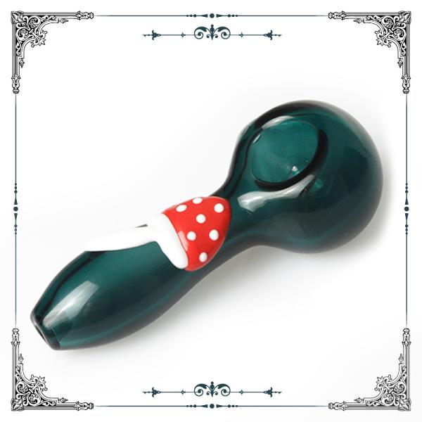 Glass Smoking Pipe Spoon Mini Hand Pipes with 3D Mushroom 4 Inches Hand Painted Pocket