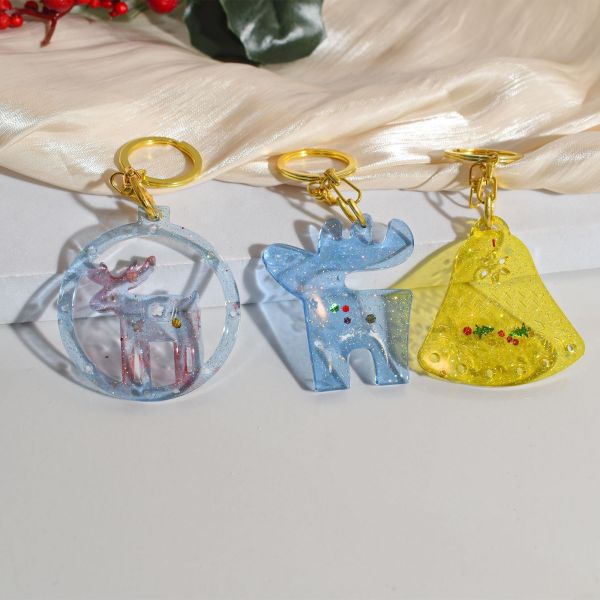 Christmas Elk Gingerbread Man Old Man Snow Horse Angel Pendant Keychain Dropping Silicone Mold