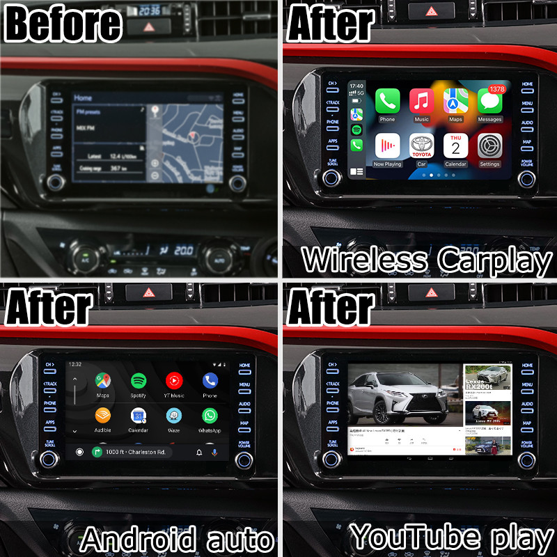 Мультимедиа андроида Тойота Hilux взаимодействуют касание 3 беспроводного carplay андроида автоматическое