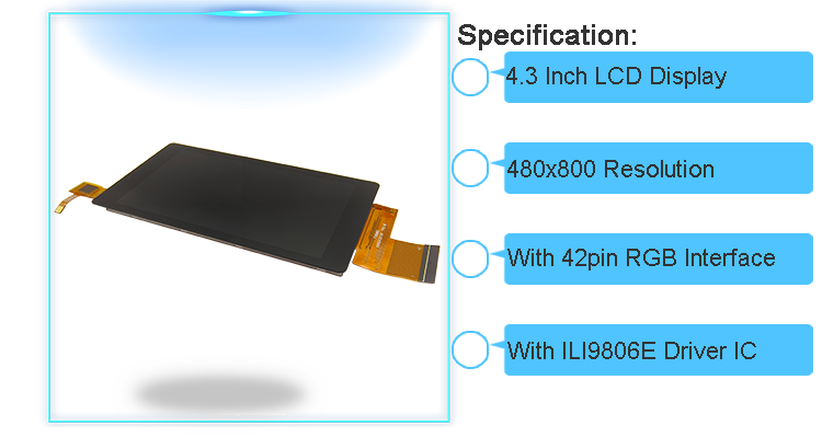 4.3 Touch 480x800 4.3 Inch Ili9341 TFT Touch Panel LCD Display 42 Pin
