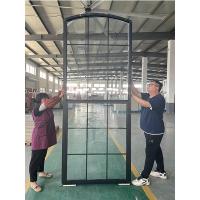 Custom Large UPVC Single Hang Window Grid de vidro preto Curva superior de janelas francesas
