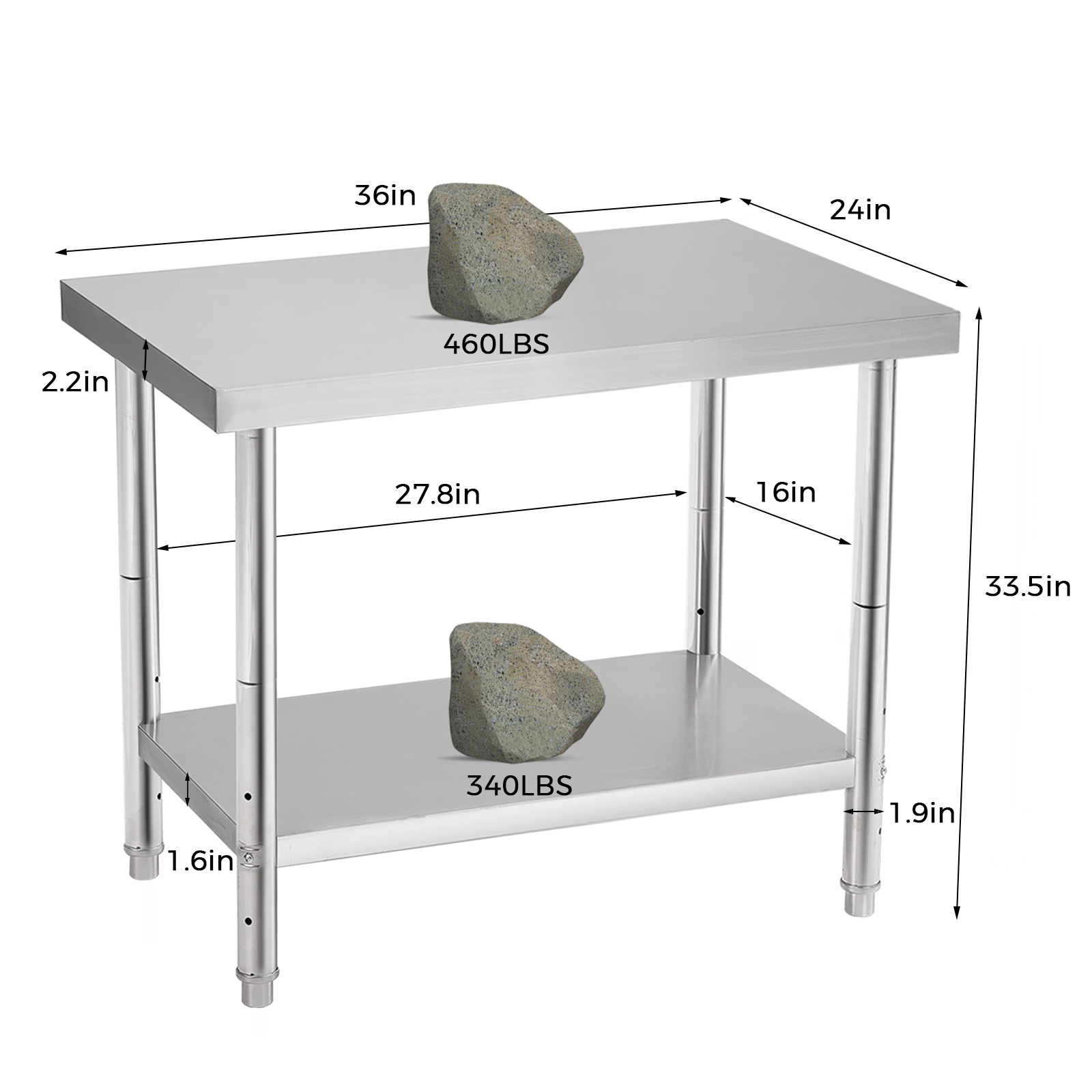 Durable Construction Stainless Steel Work Table with Customized Size and Easy Mobility for Commercial Kitchen