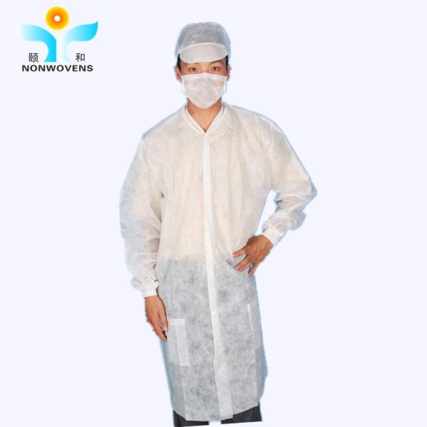 Unisex 30g Disposable Lab Coat Blue White PP SMS Bacterial Proof