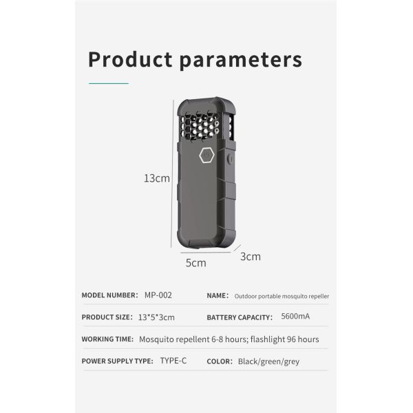Turbos Outdoor Portable Mosquito Repellent Device Long Battery Life For Camping Hiking