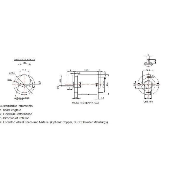 Carbon Brush DC Vibration Motor RC-260SA-Z For Massage Bed RoHS Approved