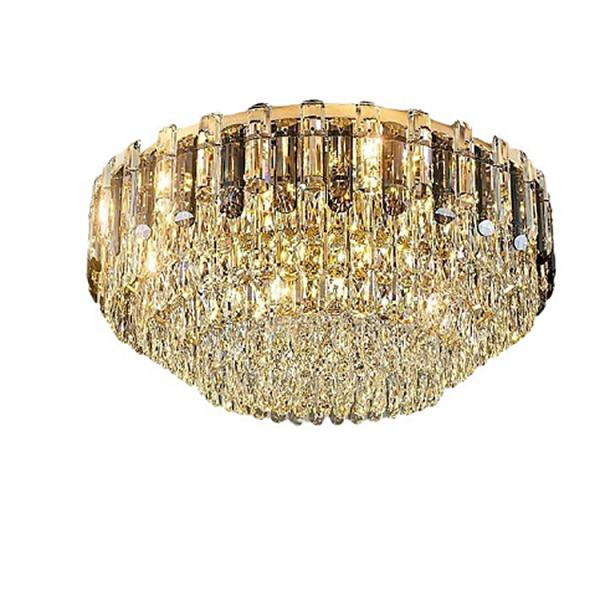 Gold Body Color Nordic Study Room with Modern Unique Round Ring Shaped Ceiling Lights
