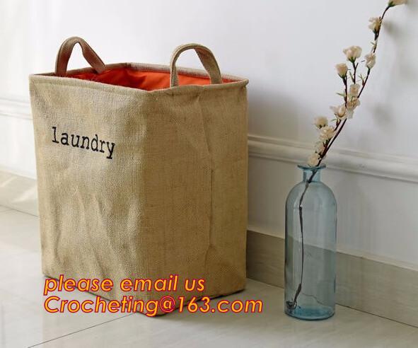 Wholesale Foldable waterproof jute dirty clothes basket/folding laundry basket for packing