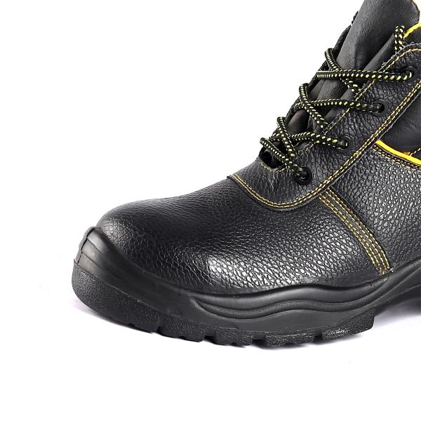 Comfortable EVA Insole Middle Cut Safety Shoes Embossed Cow Leather Upper