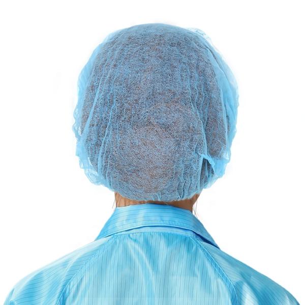 Fabric Bouffant Clip Disposable Surgical Caps White Blue Color Protective Dust Proof  For Adult