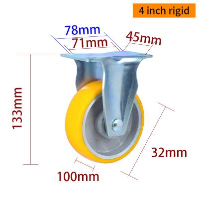 EDL à charge moyenne 4 pouces 150 kg Plaque TPU Caster par type rigide, pivotant et frein 504P-86A