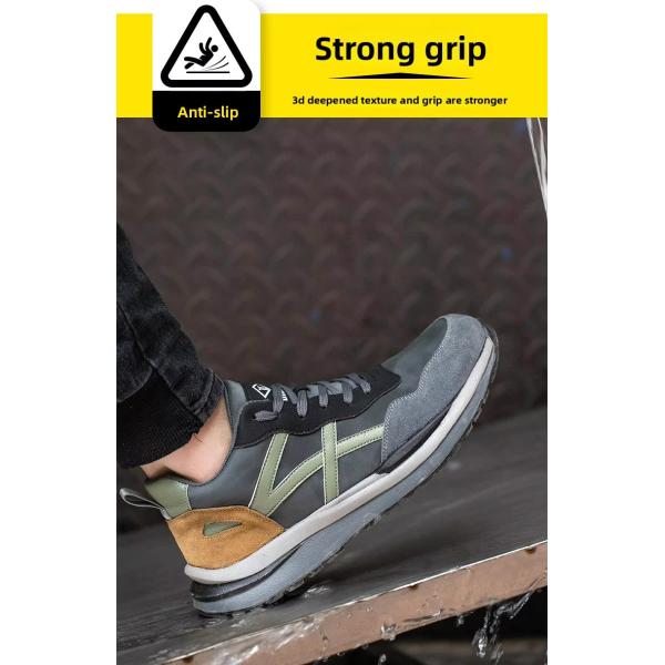 Chaussures de sécurité en daim et microfibre avec semelle en caoutchouc, embout en acier standard et semelle intermédiaire en Kevlar