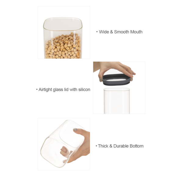MOQ 3000 pcs IKOO Borosilicate Glass Canister with Tempered Lid - Stackable Food Storage