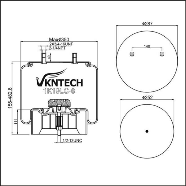 Сумки подвеса воздуха шасси Firestone W01-358-8091 частей варочного мешка трейлера S20901 Hendrickson (Intraux 250) для продаж