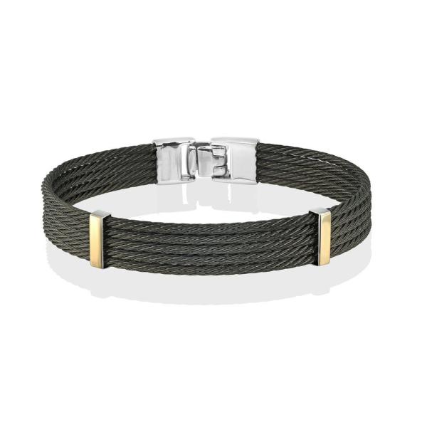 Brazalete de cuero trenzado para hombres con cerradura de acero inoxidable Brazalete de cuero PU