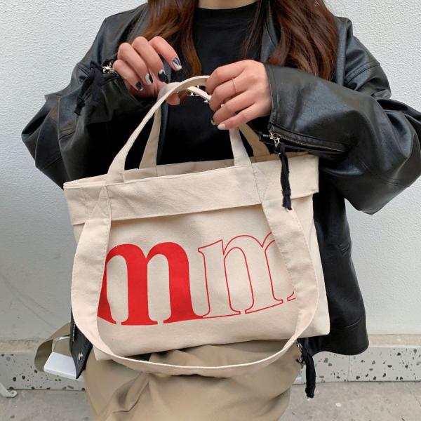 Customized Logo Simple Casual Letter Canvas Bag for Spring Summer Green Shoulder Bag