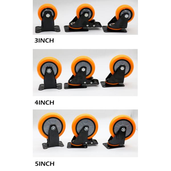 Промышленное оборудование 3-дюймовое оранжевое колесо с тормозом и блокировкой тормоза