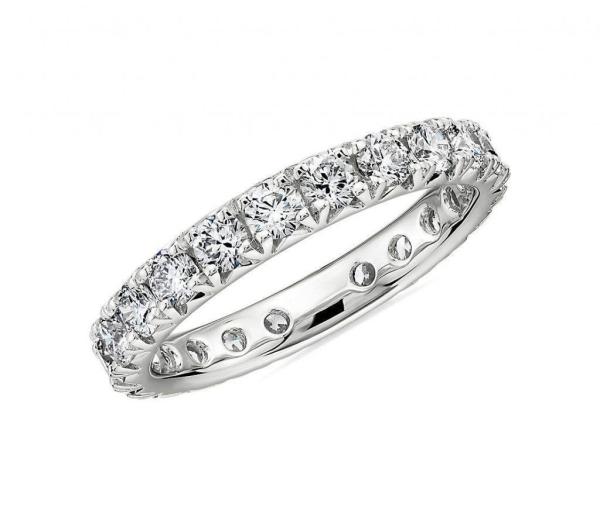 Silver Prong 4ct Diamond Moissanite Band Rings 10K 12K Anniversary Fine Jewelry