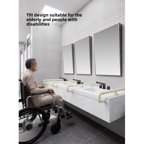 Modern Wall-Mounted Stainless Steel Tilt Mirror IP44 Rated Rectangular for Elderly Care Homes Public Restrooms Disabled Access