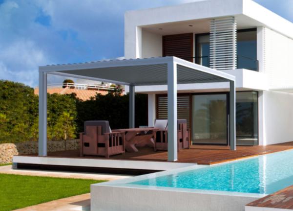 Modern 110V Motor Aluminum Louvered Pergola 6063 T5 Bioclimatic Outdoor Gazebo Pergola