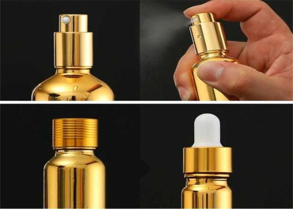 UV Essential Oil Dropper , Liquid Dropper Bottle With Gold Black White Dropper Cap