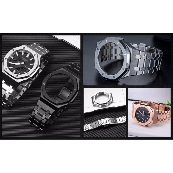 Basic Solid Color Brushed 316l Stainless Steel Mod Kit For Casio GA-2100/GA-2110