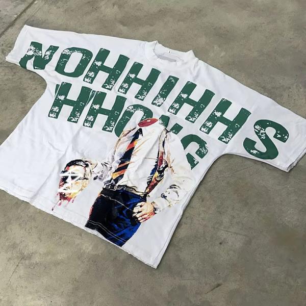 Fabricante de prendas de vestir OEM ropa callejera personalizada 100% algodón 250gm camiseta cortada en caja pantalla Dtg impresión gráfica camiseta masculina