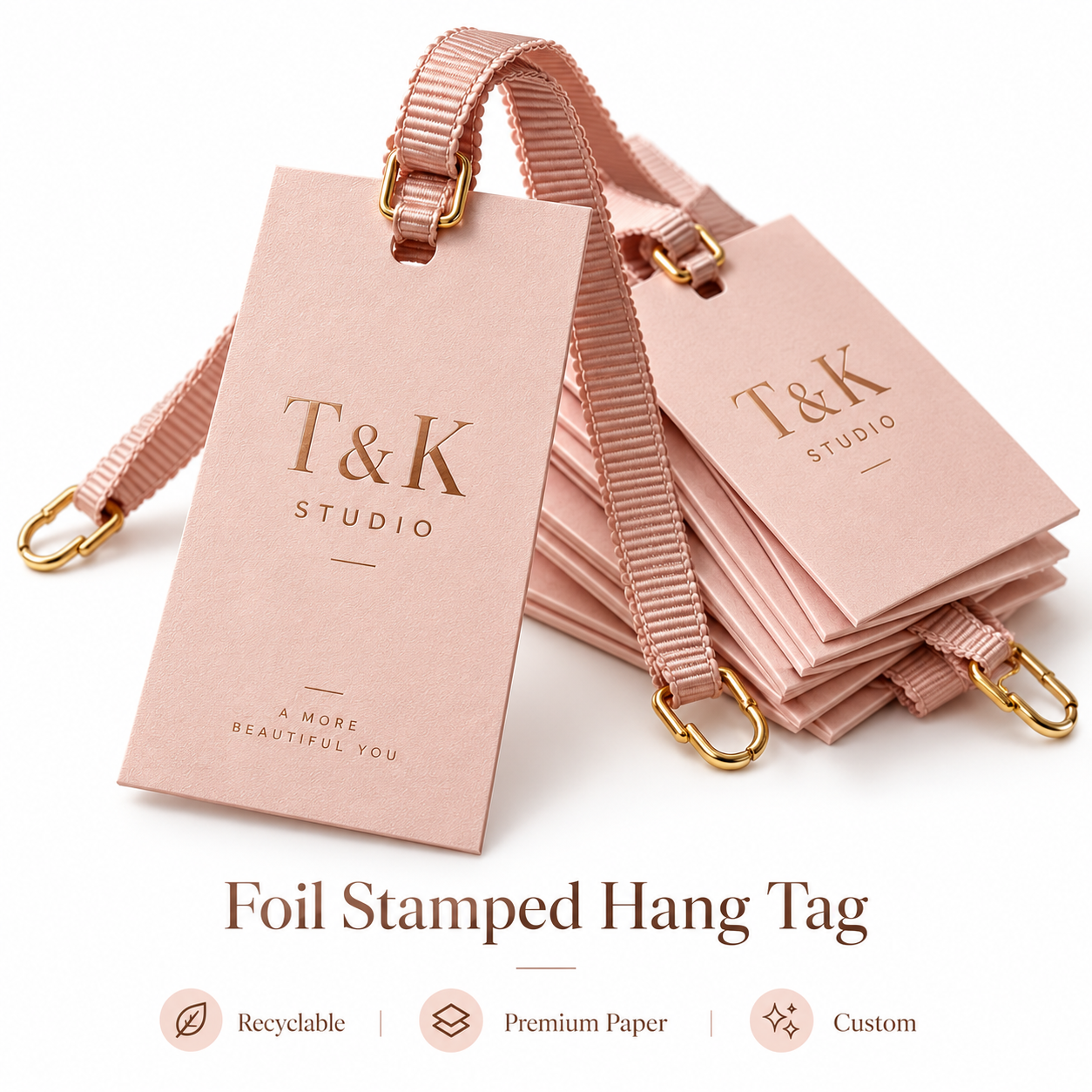Gradient Color Die Cut Clothing Hang Tags with Shadow Effect for Custom Apparel Branding