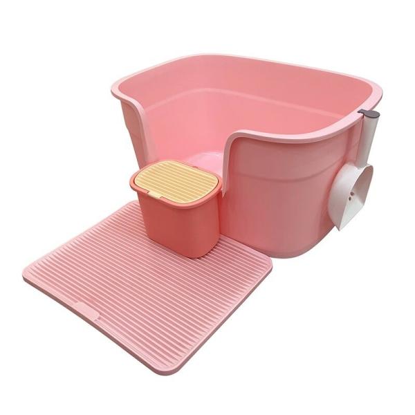 Purple Blue Semi Closed Litter Box Anti Splash Open Cat Litter Tray