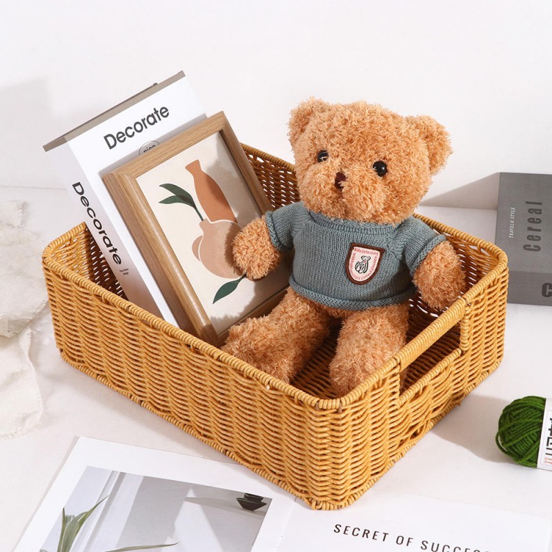 Wicker-style Hand Woven Trapezoidal PP Desktop Storage Basket
