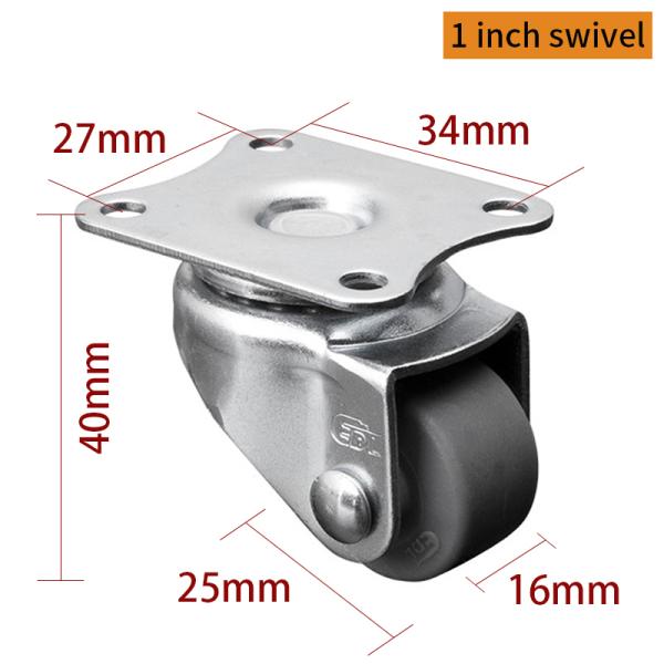 Industrial Mini Caster Wheels 30kg 1 Inch Plate Casters 201P-52