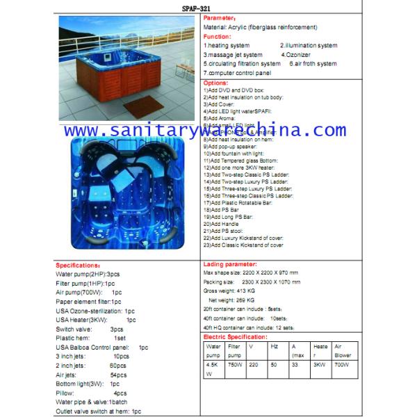 hot tub ,Outdoor Bathtub,swim spa,whirlpool,bahtub ,hot bathtub,swing pool SPAF-321