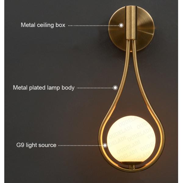 Mdern Glass ball wall scones bedside Bedroom Brass Gold Color Minimalist wall lamp (WH-OR-12)
