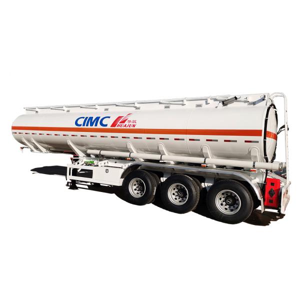 CIMC HUAJUN 3 Axle Diesel Tanker Truck Trailers 30000L-60000L Fuel Tank Semi Trailer