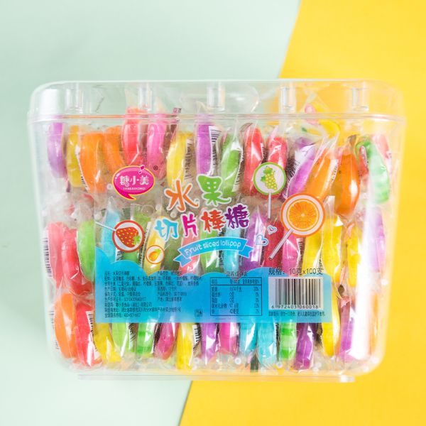 Assorted Fruit Flavor Hard Stick Candy Wholesale High Quality Sliced Lollipop Candy